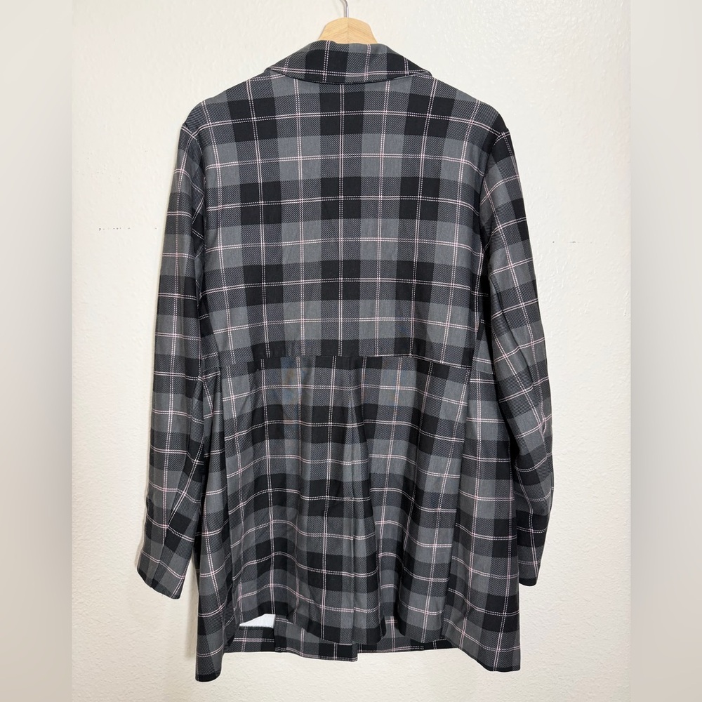Torrid Lightweight Ponte Longline Plaid Black Gray Blazer Jacket Size 1 - Picture 7 of 7